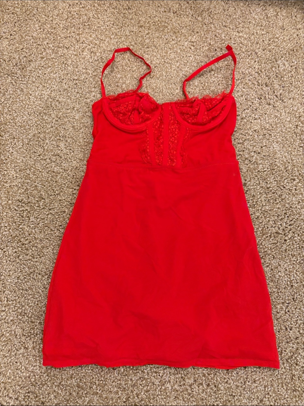 Urban Outfitters Red Lace-Trim Slip Dress